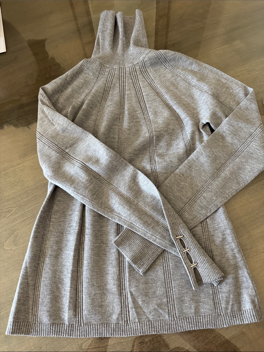 White House Black Market Light Gray Ribbed Turtleneck Sweater